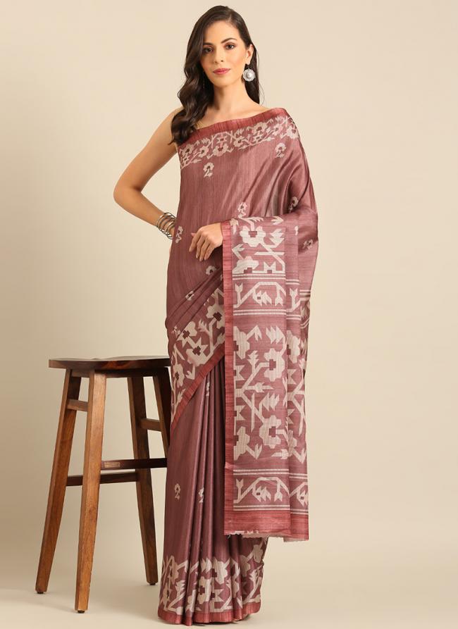 Cotton Pink Daily Wear Printed Saree